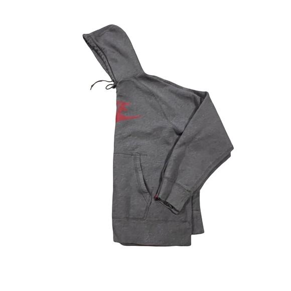 NIKE Logo Hoodie Sweatshirt, Red Swoosh, Kangaroo Pocket, Gray| Men’s: XL - Picture 11 of 11